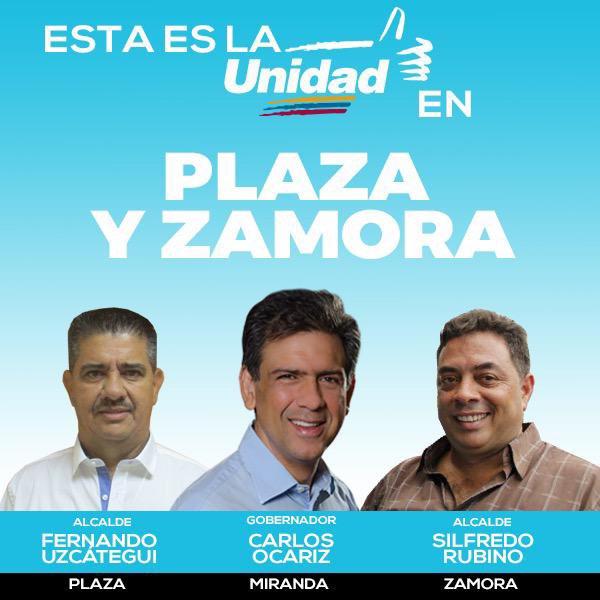 CarlosOcariz's tweet photo. Ellos son la fuerza que impulsará a #Guarenas y #Guatire para hacerla avanzar.

Nuestros candidatos de la #Unidad a las alcaldías de #Plaza y #Zamora son @fernandouzcategui55 y @silfredorubino

#UnidadEnMiranda https://t.co/f6IjLhM4Ne