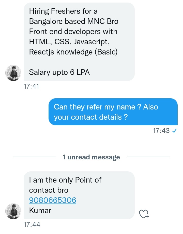itisprashanth's tweet photo. Job opening for freshers at banglore . 

Feel free to call the number and refer my name. 

#Prasjob131021 - Will change tag every day based on the date . Will help u easily track the openings. https://t.co/WZlCL7vvYI