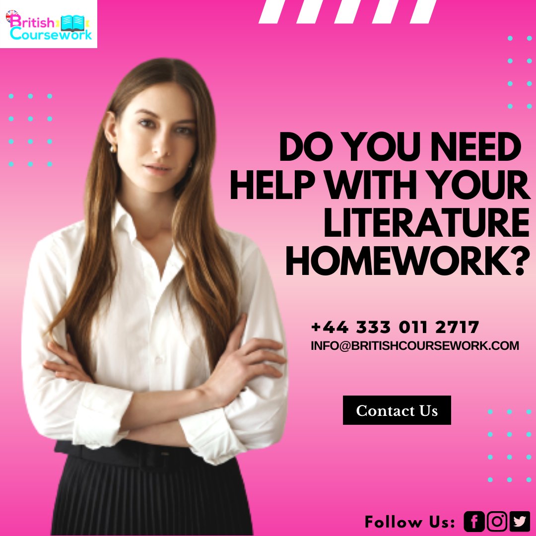 BritishCourse's tweet image. Struggling with the work load of your literature homework? Don't stress out! Just give us a call now!
Call/WhatsApp: +44 7868 761227
Email: Info@britishcoursework.com
.
.
.
.
.
.
#britishcoursework #bestacademicserviceinuk #courseworkhelpuk #ukassignmenthelp #assignmentservice