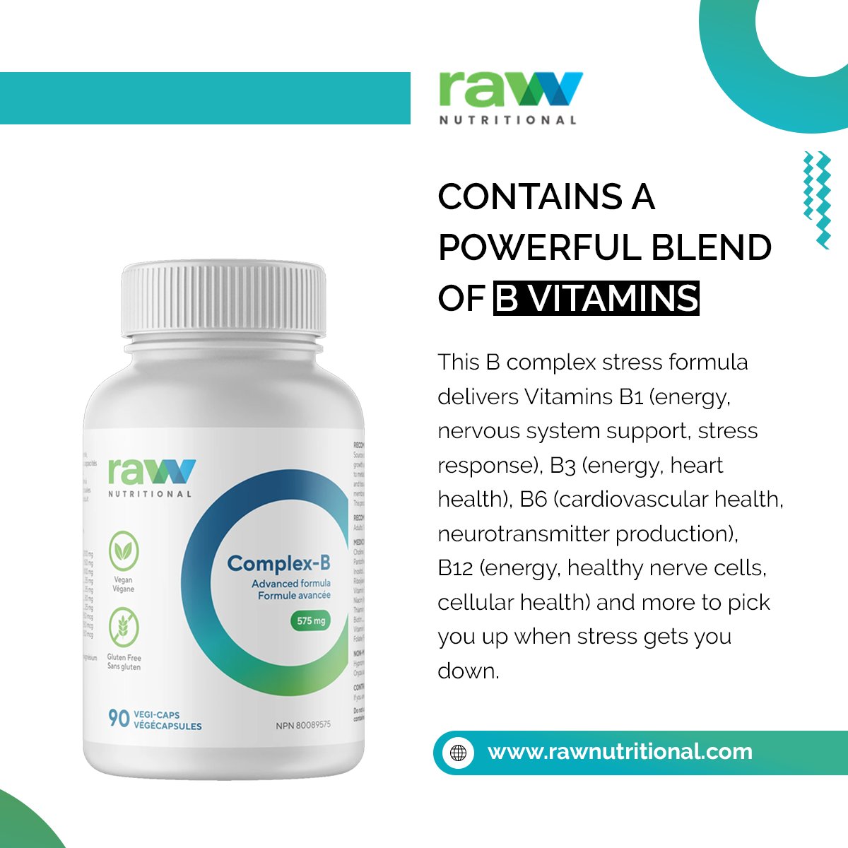 NutritionalRaw's tweet photo. CONTAINS A POWERFUL BLEND OF #BVITAMINS 

This #Bcomplex stress formula delivers #VitaminsB1, B3, B6, #B12 and more to pick you up when stress gets you down.

https://t.co/yhNg1M32my https://t.co/S6g0kGbRRz