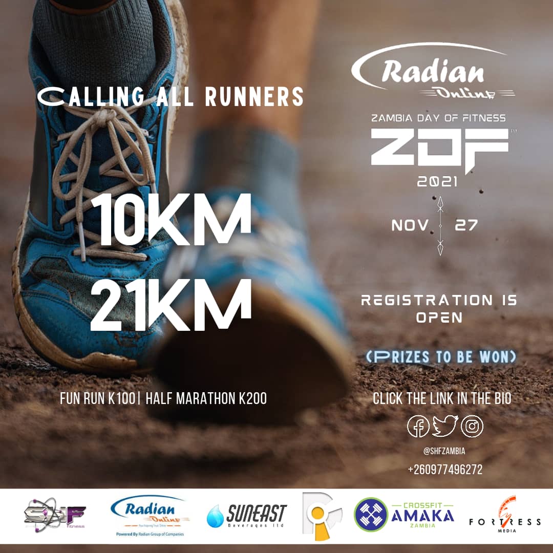 SHFZambia's tweet photo. All morning joggers and Runners - come test your fitness levels at the Zambia Day of Fitness; prizes to be won.. 

#ZedTwitter #FitnessMotivation #zambianbusiness #ZDF2021 #radianstores #cycling #zambiadayoffitness https://t.co/ClsTtORvQO