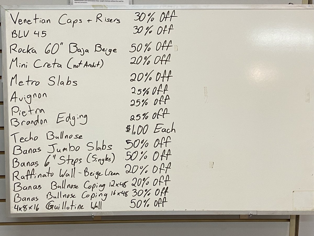 Check out out #clearance #discounts on #landscapesupplies We need to vacate and #everythingmustgo.  Check out other specials on our facebook page.  #landscapecontractor  
#deals