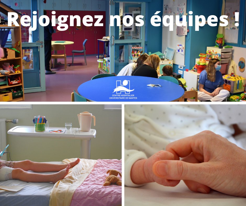 CHUnantes's tweet photo. Nous recrutons des infirmiers puériculteurs (H/F) et des infirmiers (H/F) ayant une expérience en pédiatrie pour renforcer nos équipes (chirurgie cardiaque, soins critiques, urgences, médecine de l'adolescent...). Candidature à envoyer à: catherine.loiseau@chu-nantes.fr https://t.co/SFmLpo9xfe