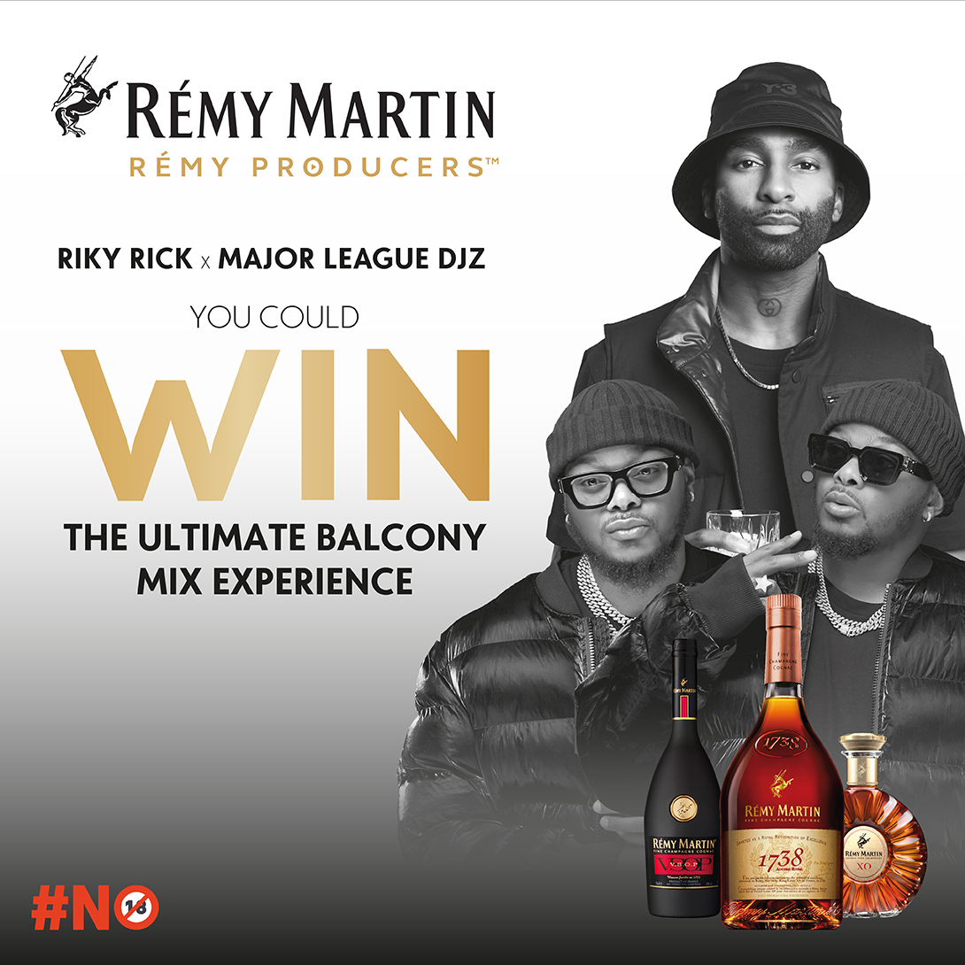 RemyMartinSA's tweet photo. We’ve teamed up with @rikyrickworld and @MAJORLEAGUEDJZ to bring you Rémy Producers: The Ultimate Balcony Mix. 

Purchase any bottle of Rémy Martin, and you could WIN the ultimate balcony mix experience. Head over to our IG for more info 🥃 https://t.co/psUAPnZAuZ