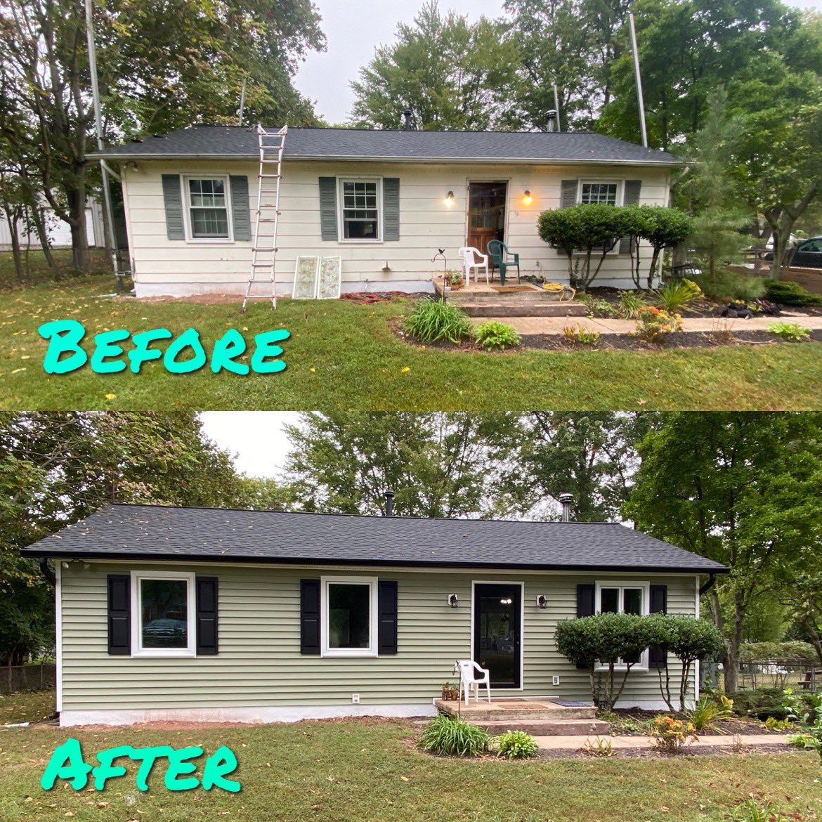 New siding, windows doors and gutters for this home in Manassas, VA. The customers went with Monogram D5 Straight Cypress for the siding and I am loving how it turned out! #beforeandafter #siding #proviawindows #doors #gutters