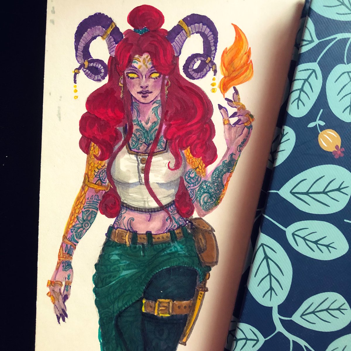 Wanted to share a little pic of my tiefling sorcerer OC for the DND Game. #dndoc #dungeonsanddragons5e #tiefling #Demon