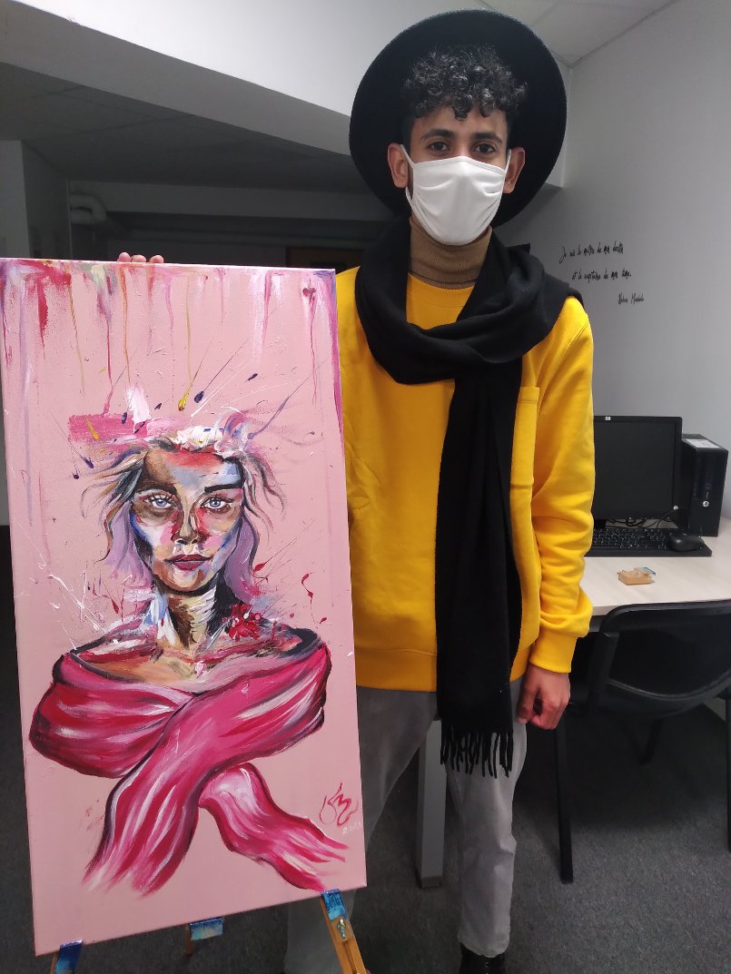 Ayoub, suivi sur la #GarantieJeunes de #BourgoinJallieu a réalisé pour la Mission Locale, un très beau tableau à l'occasion d'#octobrerose
#MissionsLocales2021 
<a href="/MLJ_AURA/">AMILAURA</a> <a href="/UNmissionlocale/">UNML</a>