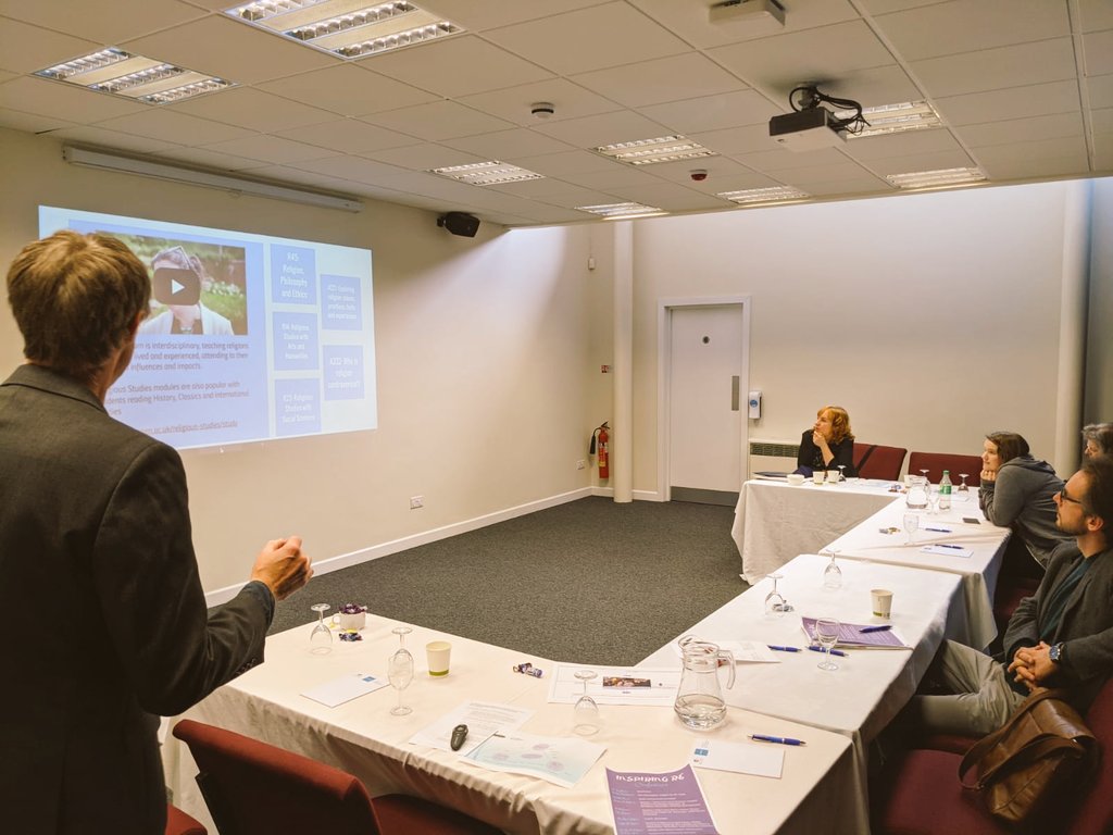 SPayneRE's tweet photo. Next door, @paulftremlett and Suzanne Newcombe from the Open University are sharing with secondary teachers about taking RE further. #InspiringRE https://t.co/JVS6qAp465