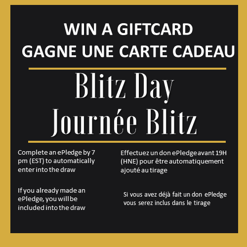 ICcmtgc's tweet photo. C’EST LA JOURNEE BLITZ ! En faisant un don, non seulement vous soutenez nos communautés et changez des vies grâce à votre générosité, mais vous êtes automatiquement inscrit pour avoir une chance de gagner une carte-cadeau 80$!! #IRCCDonne @hdfcode @FraserValentin4 https://t.co/xbF2bkT789