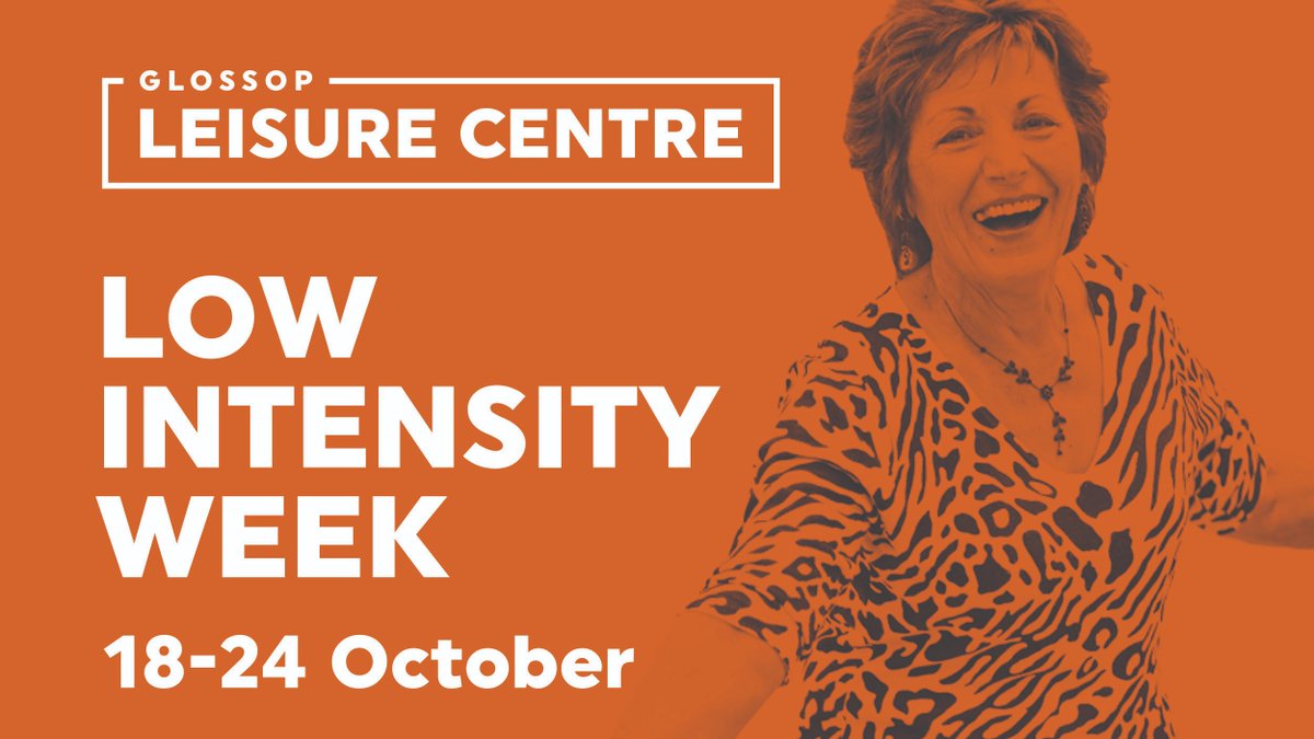 LOW INTENSITY WEEK - 18TH-24TH OCTOBER
We offer a varied range of classes here at Glossop Leisure Centre, To promote our lower intensity sessions we are offering a free week of classes to promote the benefits of exercise

Book a Pass here - forms.gle/DzNuUefm5Uogw8…
#GlossopLeisure