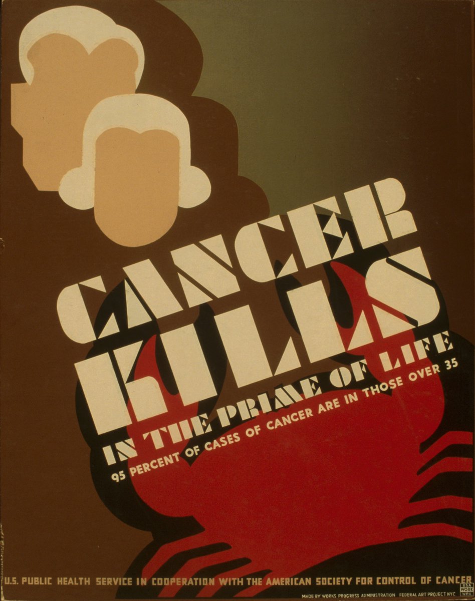 AHIMAFoundation's tweet photo. "Cancer Kills" WPA Federal Arts Project (1936-1938) #WPAWednesday #healthliteracymonth #healthawareness #HLMonth https://t.co/hny09IanPu