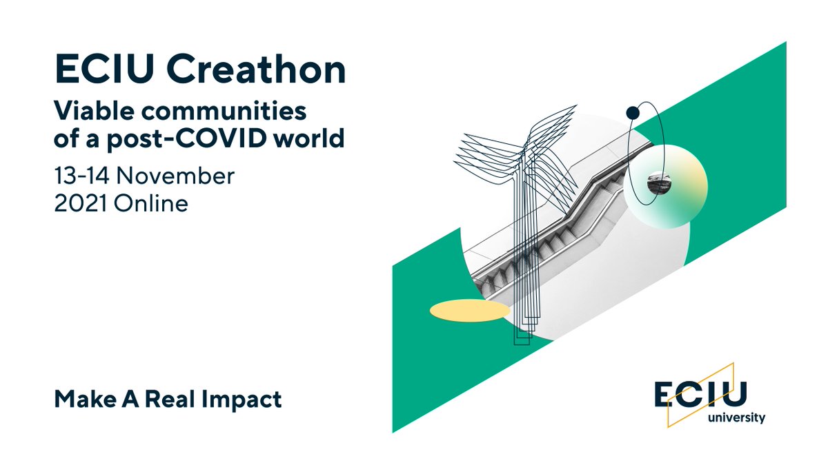 ECIUniversities's tweet photo. #One month to go until ECIU #Creathon: Viable communities of a post-Covid world. We will join our creative minds to solve #ECIUchallenges related to four themes:
🏙Towns and City Centers 
🖥Digital Inclusion
🚄Green Logistics 
⚡Energy Transition 
↘https://t.co/nnyozijvkB https://t.co/Eq8ojDMPzt
