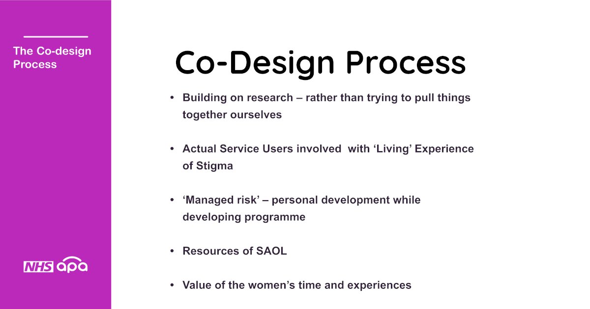 NHS Addictions Provider Alliance (@nhs_apa) on Twitter photo Discussing the co-design process of the training template, community worker Paula Kearney highlights the importance of "having the 'living' experience of people who use drugs involved in the process" since these people often experience #stigma daily. <a href="/SAOLprojectIRL/">SAOL Project</a> #APAconf21 Discussing the co-design process of the training template, community worker Paula Kearney highlights the importance of "having the 'living' experience of people who use drugs involved in the process" since these people often experience #stigma daily. <a href="/SAOLprojectIRL/">SAOL Project</a> #APAconf21