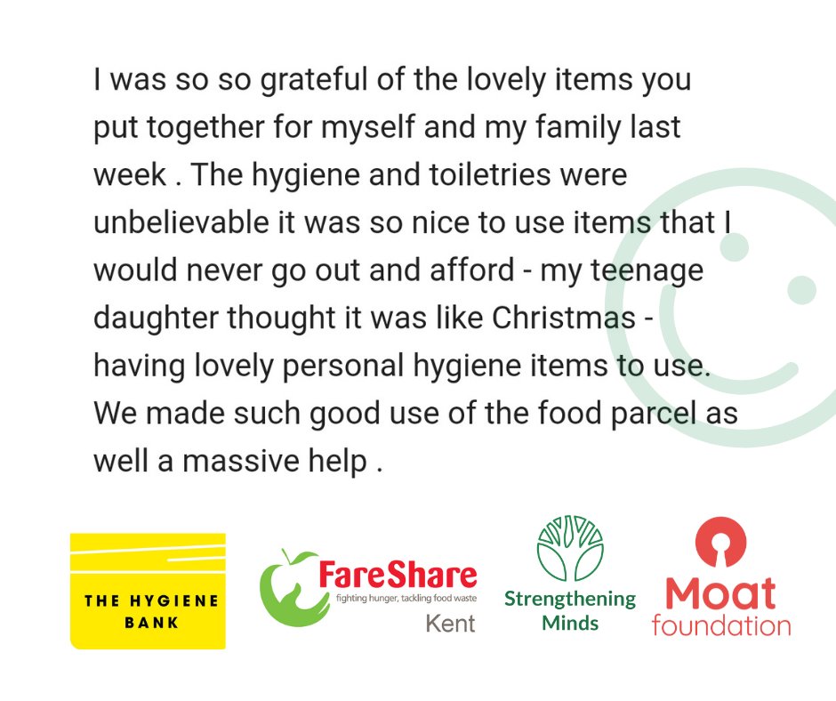 ALWAYS lovely to receive a thank you email!  Our team are here to help - thank you to <a href="/THBMedway/">The Hygiene Bank Medway</a> and <a href="/FareShareUK/">FareShare</a> for enabling us to do so ❤️
#community 

<a href="/StrMinds/">Strengthening Minds</a> <a href="/moathomes/">Moat</a> <a href="/MoatFoundation/">Moat Foundation</a>