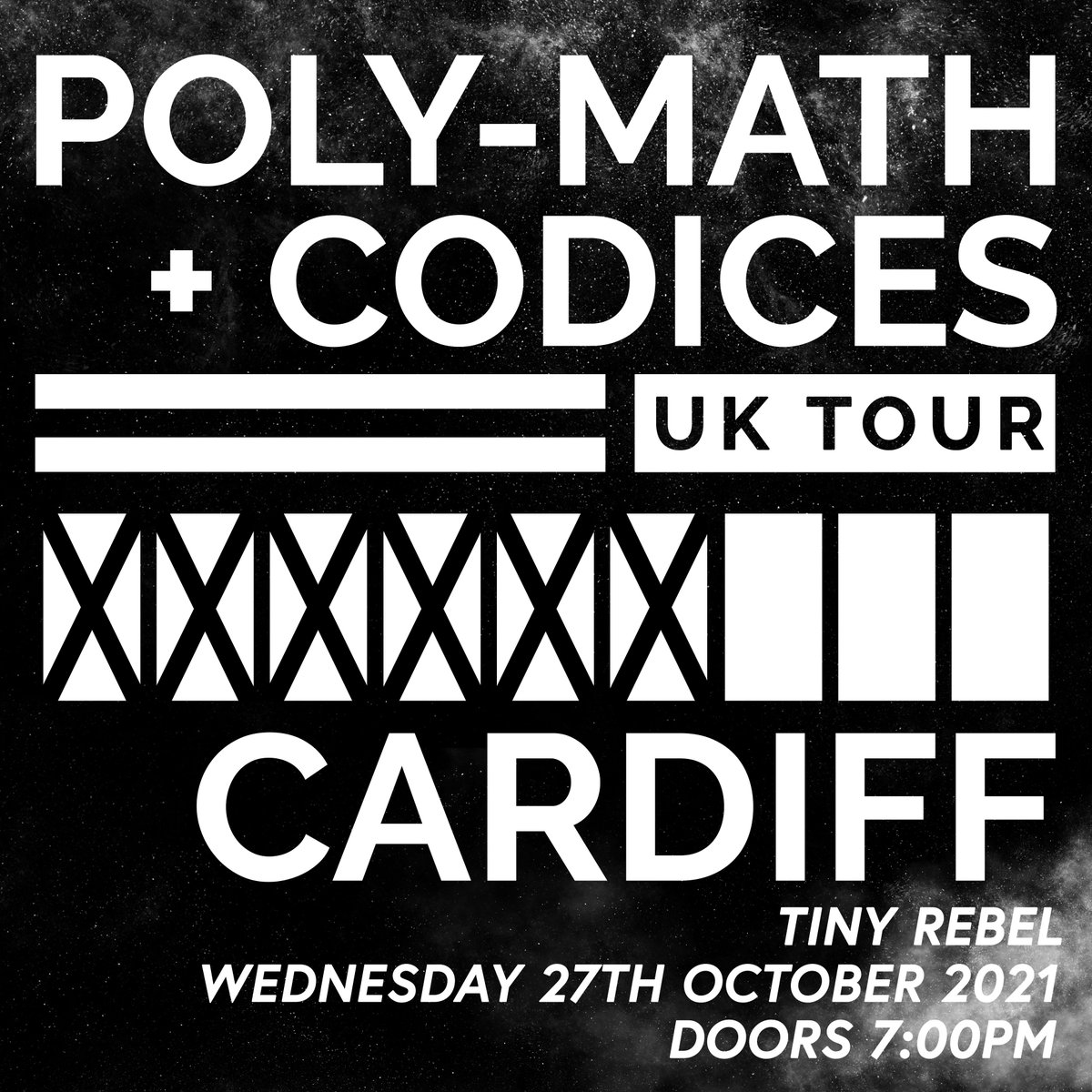 Codices (@codicesmusic) on Twitter photo 2 weeks today we head to #Cardiff for the 6th show of our tour with <a href="/polymathrock/">Poly-Math</a>!
Come along to <a href="/TinyRebelCdff/">Tiny Rebel Bar Cardiff</a> on Oct 27th where we'll be joined by <a href="/FORTmusicUK/">FORT</a> 💪
Thanks to <a href="/HyperpowerPromo/">Hyperpower Promotions</a> for having us!
Ni allwn aros i'ch gweld!
Tickets: bit.ly/3xzcofB 2 weeks today we head to #Cardiff for the 6th show of our tour with <a href="/polymathrock/">Poly-Math</a>!
Come along to <a href="/TinyRebelCdff/">Tiny Rebel Bar Cardiff</a> on Oct 27th where we'll be joined by <a href="/FORTmusicUK/">FORT</a> 💪
Thanks to <a href="/HyperpowerPromo/">Hyperpower Promotions</a> for having us!
Ni allwn aros i'ch gweld!
Tickets: bit.ly/3xzcofB