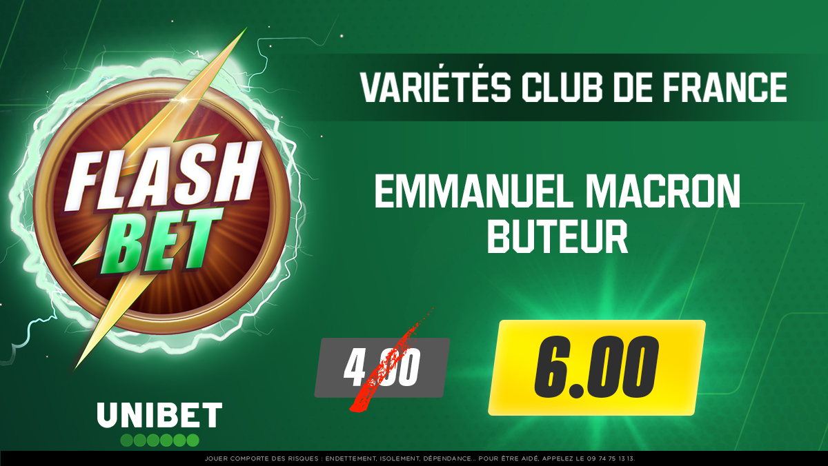 UnibetFrance's tweet image. ⚡ FLASH BET ⚡

🇫🇷 Si notre président E. Macron plante son pion avec le Variétés Club de France, Unibet offre 6 x 50€ dans les RT 😏
