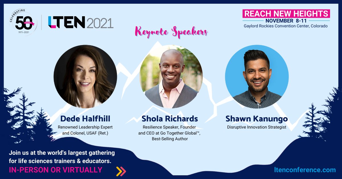 With the presentations focusing on leadership, engagement and innovation, the #LTEN2021 Keynote Speakers <a href="/dedehalfhill/">DeDe</a> <a href="/sholarichards/">Shola Richards</a> &amp; <a href="/ShawnKanungo/">Shawn Kanungo</a> will educate, inspire and entertain this November.

Come, be a part of our golden jubilee celebrations.
ltenconference.com/keynote-speake…