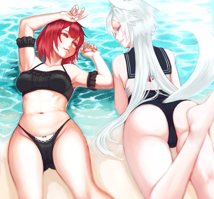 遅れすぎな水着絵〜!!!力尽きた感許しt 