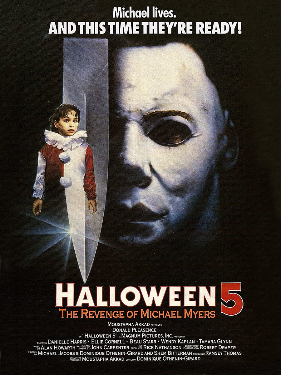 #Halloween 5: The Revenge of #MichaelMyers (1989) 🎥 released in theaters #OTD.

🎃 'He'll never die.' -Jamie Lloyd 🎃

#DanielleHarris #DonaldPleasence #MovieTwitter #MoviePoster #Horror #Movie #Quote