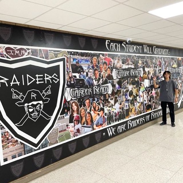 “2021 Randall High School graduate, Vicente Flores, did 100% of the work designing, researching and constructing the new mural at Randall High. Vicente completed this project in the Pro Program during his senior year.” - Canyon ISD 
Congrats to our new member Vicente Flores!