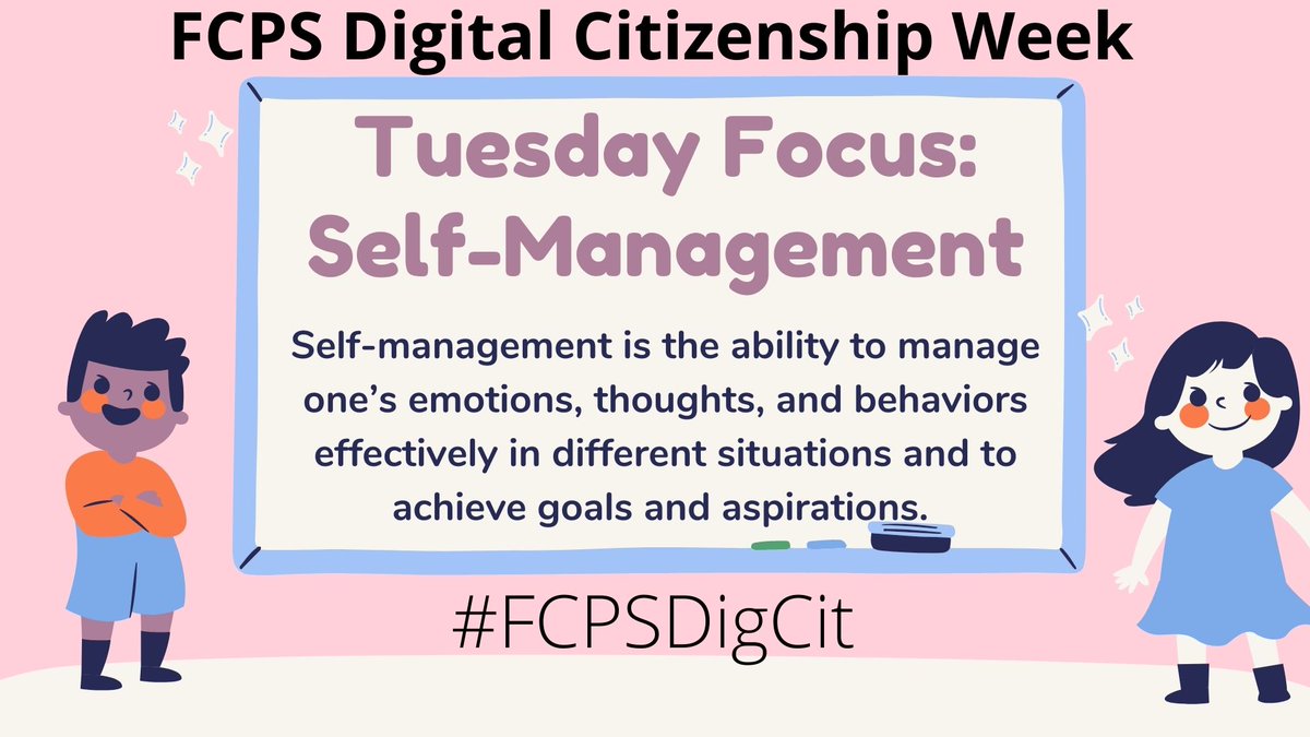 Self-management is essential to healthy technology use. How does your family or class support the development of self-management with students? Do you have specific routines to share? #FCPSDigCit
