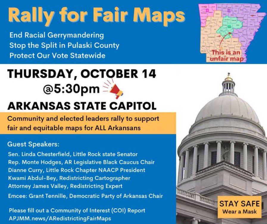 ArkDems's tweet photo. Be heard. Speak up for #FairMaps this Thursday at the Capitol.
The @ARGOP turned their backs on #ARmaps, now they’ll have to get ready to head to court. https://t.co/CWsyzZ4gTL
