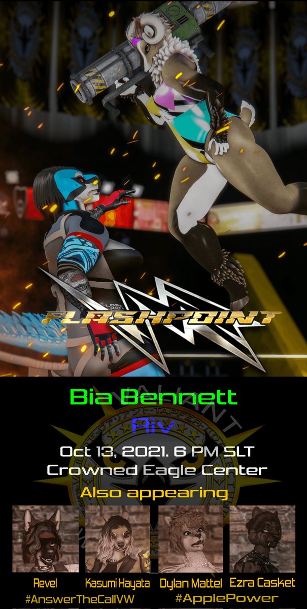 Valiant_SL's tweet photo. It's time once again, Valiant Army.

This evening at 6pm SLT, some of your favorite athletes will #AnswerTheCallVW once again.

@ViciousDoge takes on @RevelMcLochlan 

@DylanMattelx battles newcomer @EzraCasket 

And @BiaBennett_SL tries to overcome @RivRaptorUFW_VW
//🦅 https://t.co/mw5ec6wimC