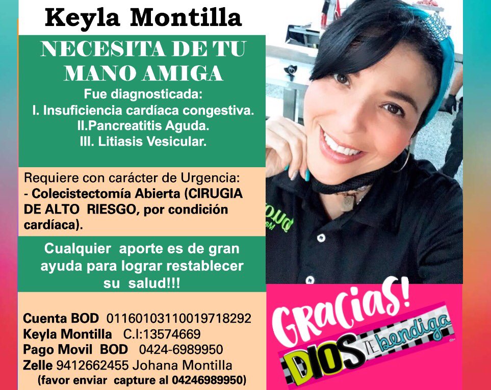 #13Oct sigo en la recolección de fondos ya que aun no he logrado recaudar el monto total  requerido para la cirugía de Colecistectomía (Alto  Riesgo por condición cardíaca y pulmonar) que deben efectuarme a la brevedad posible para poder aliviar y  mejorar mi calidad de vida