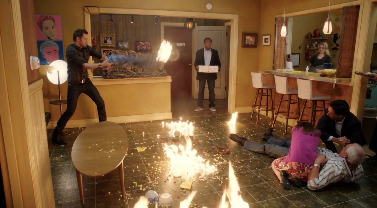 CommunityTV's tweet photo. 10 years ago today, Yahtzee dice were rolled, Six different timelines were created, Roxanne put on the red light, and every strain of chaos that 𝙘𝙤𝙪𝙡𝙙 happen...did. 

Happy Anniversary, Remedial Chaos Theory. 🎲🍕 https://t.co/1Zk3uzLWMP