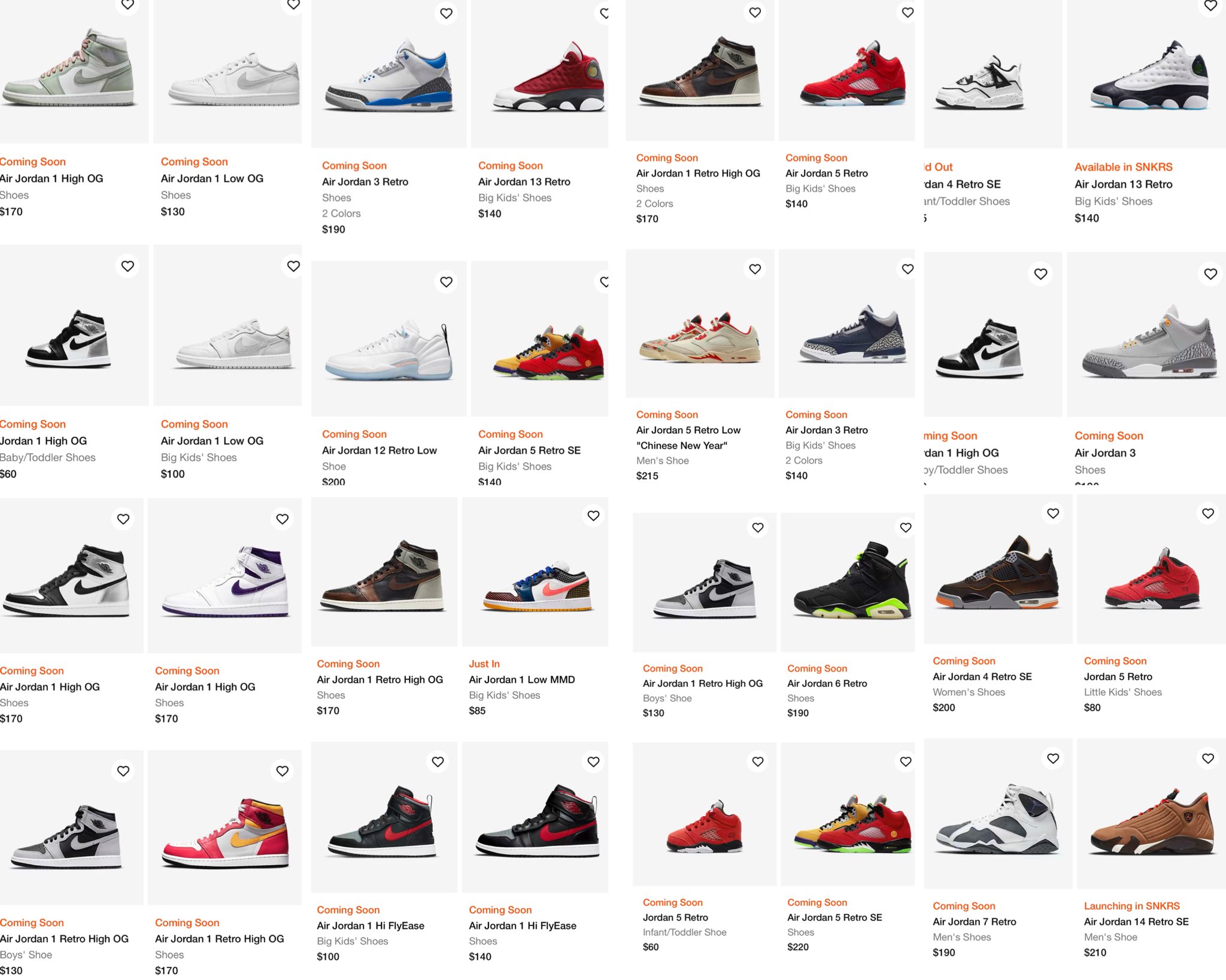 Jordan retro hotsell number chart