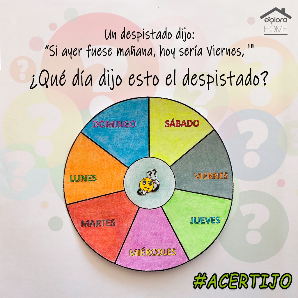 ExploraLeon's tweet photo. En el acertijo de hoy un despistado dijo:
“Si ayer fuese mañana, hoy sería viernes”
¿Qué día dijo esto el despido?
🗓🤔💭❓
#Acertijo #ExploraHome https://t.co/9bGaNZ3iUv