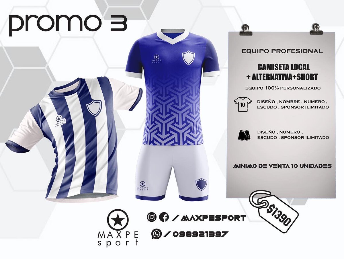 Promos del mes de octubre ! 

🚛 envíos a todo el país 

⏰ demora 25 días después de señado

👕 mínimo de venta 10 equipos

👨🏽‍💻diseño a elección del cliente 

💳trabajamos con tarjetas mediante mercadopago