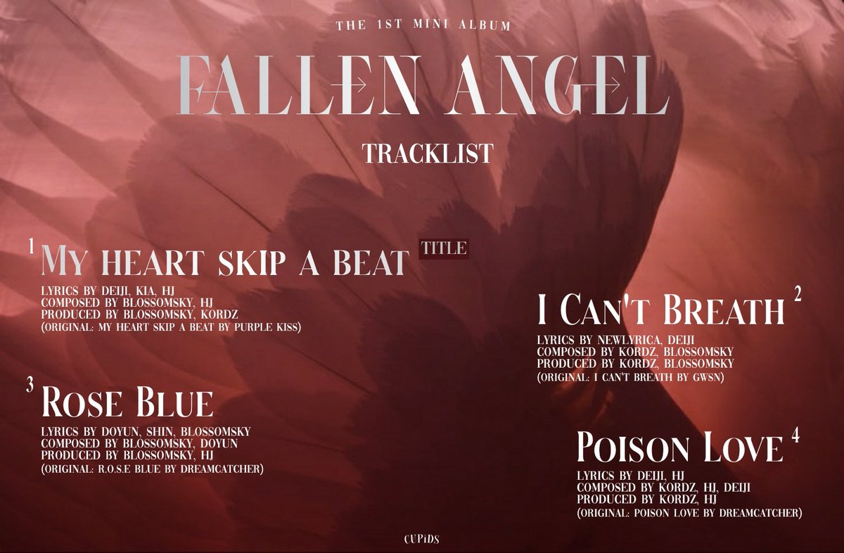 CUPIDS_hook's tweet photo. [CUPIDS] Fallen Angel
Tracklist 

📆2021.10.15 12 PM KST 

PRE-ORDER Fallen Angel here:
https://t.co/Ua2XG5HasJ

#CUPIDS #큐피드 #FALLEN_ANGEL
#타락한_천사 https://t.co/b8XIqvY7kH