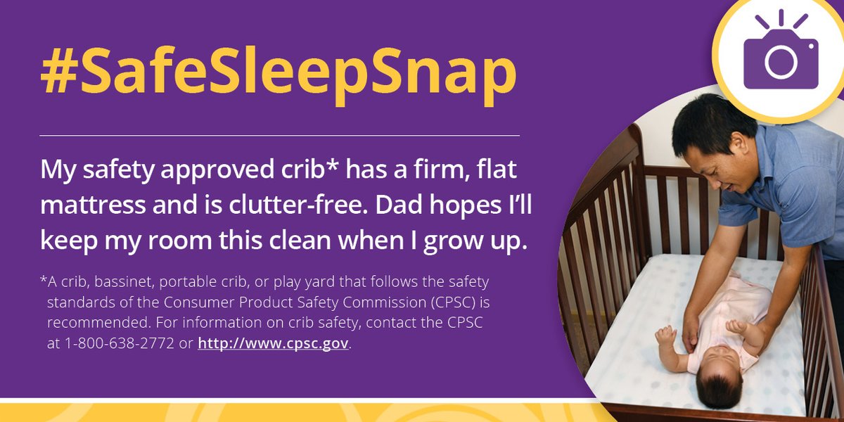 Week 2 of #SIDSAwarenessMonth will focus on using a firm, flat surface in a safety-approved crib for your baby. Make sure this space is covered by a fitted sheet, free of soft and loose bedding, crib bumpers, stuffed animals, and toys.
