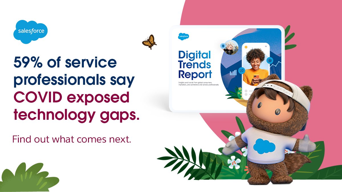 ServiceCloud's tweet photo. More digital = more data = more tech.
Discover this and more key insights into how service leaders plan to pivot organizations to meet customer expectations π in the #DigitalTrendsReport.
https://t.co/VibZn6DO1F https://t.co/g9Fs17HkAD