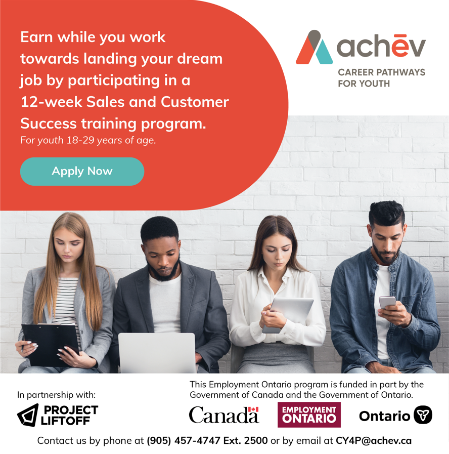 JobHouseCA's tweet photo. Are you between the ages of 18-29 years old? @achev_ca in partnership with Project Lift Off is running a 12-week Sales & Customer Success Training Program! For more info call 905-457-4747 x. 2500 or email CY4P@achev.ca #achev #youthprogram https://t.co/ySEy1BZwQn