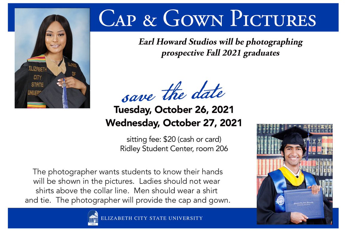 ECSU's tweet photo. Attention graduating seniors, SAVE THE DATE! #ECSU21 https://t.co/OkBnjcUo4q