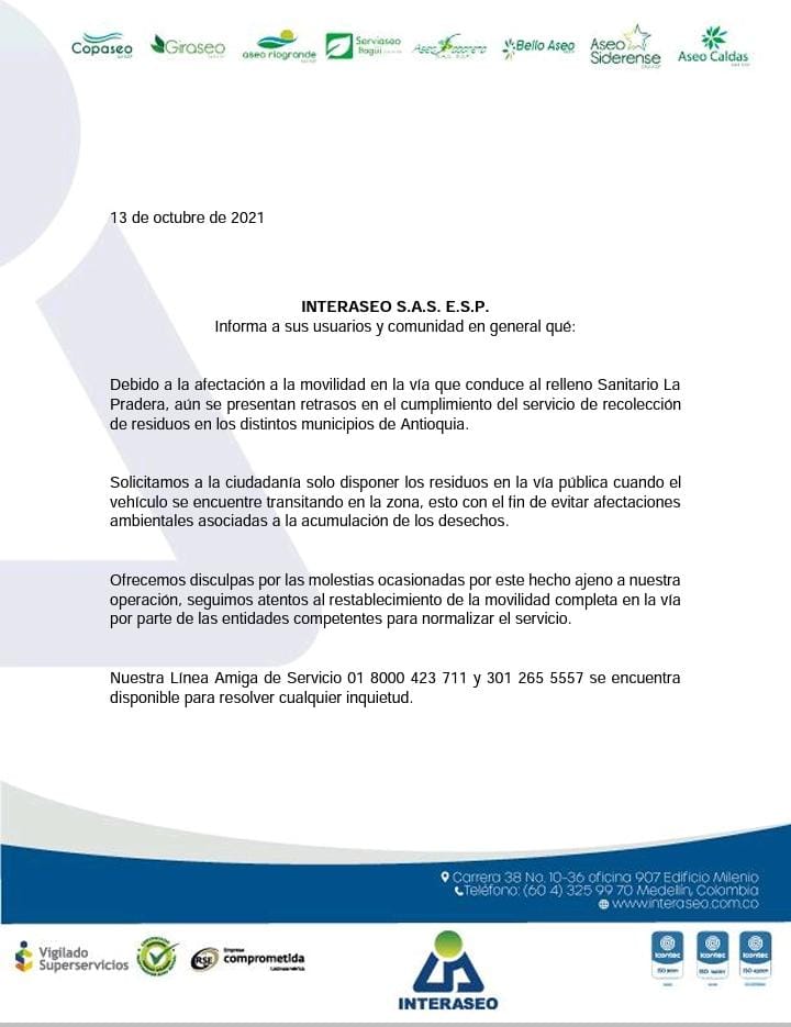 #BelloAseo | Información de interés público. 
<a href="/AlcaldiadeBello/">Alcaldía de Bello</a> 
<a href="/GrupoInteraseo/">Interaseo</a>