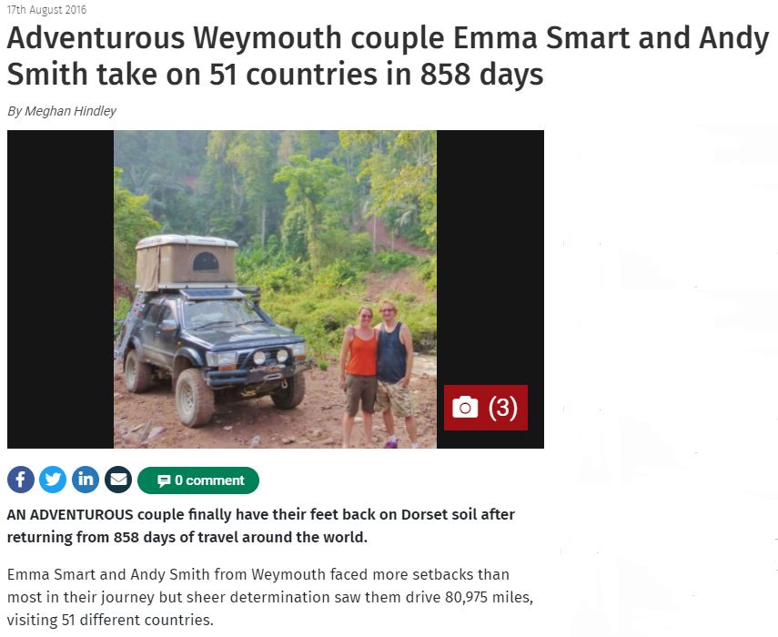 Hells4Heroes's tweet photo. Yes, the same Emma Smart from Weymouth who chose to drive nearly 81,000 miles around the world. 
🚙💨💨💨💨💨💨💨💨 https://t.co/VqRBG0hEdN
