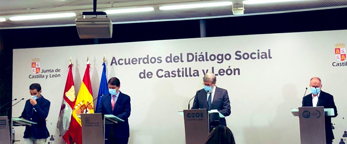 UGTCyL's tweet photo. 🔏Hoy, hemos firmado, en el marco del Diálogo Social, cuatro nuevos acuerdos con la @jcyl junto a @ceoe_cyl y @CCOOCyL que abarcan diversos ámbitos:

▶️ Educación y formación
▶️ Transición justa
▶️ Conciliación
▶️ Violencia de Género 

Trabajamos para mejorar la vida de la gente https://t.co/ETXg3PH5oy