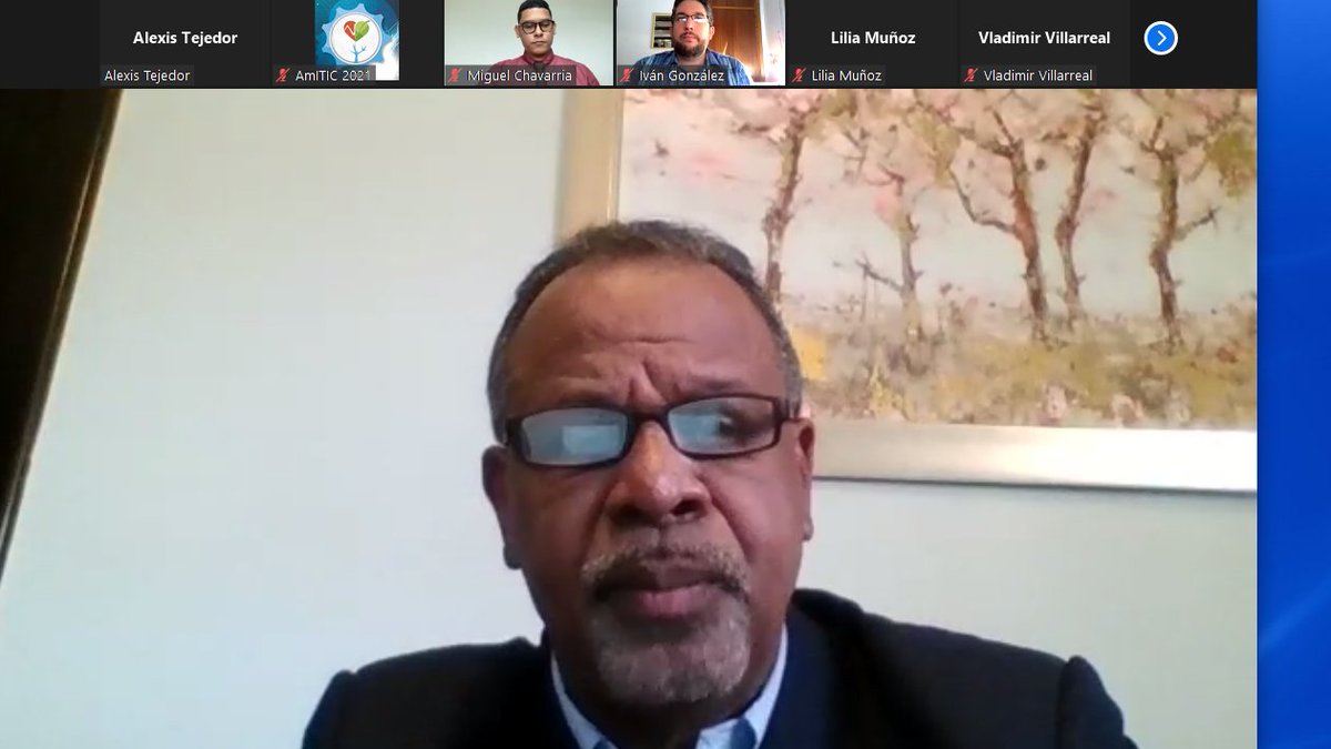 DrAlexisTejedor's tweet photo. Dr Clifton Clunie Decano de @utpfisc de la @utppanama da palabras de bienvenida en el evento AmiTic 2021, versión 4 virtual en el @utp_chiriqui Saludos @drvvillarrealc https://t.co/iJKsgncPnu