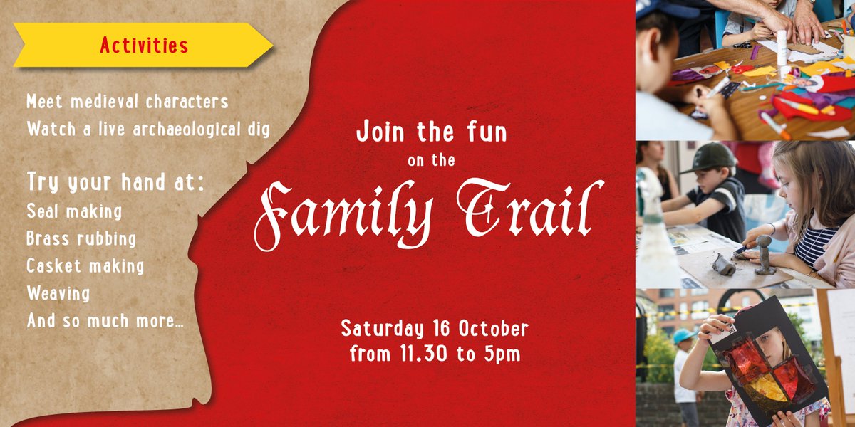 MedievalPageant's tweet photo. On the Family Trail at this year's Medieval Pageant, you will be able to try a range of family-friendly activities and crafts, like seal making or glass rubbing. These will take at beautiful historical locations like St Martins’ Church. 
More details here: https://t.co/sovdt5FX9T https://t.co/b6DFiXnsXY