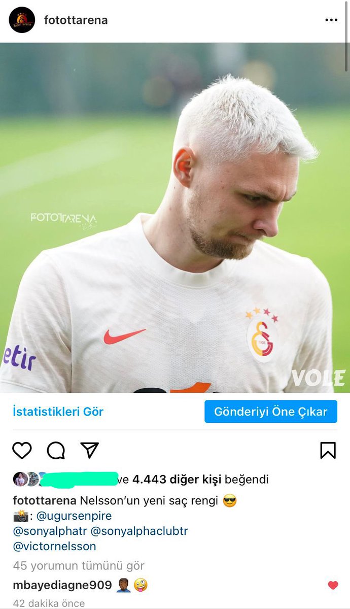 fotottarena's tweet photo. İnstagram sayfamızda Diagne’nin “Nelsson’un Yeni Saç Rengi”ne yorumu 😂 https://t.co/Mp5dFmwA3G