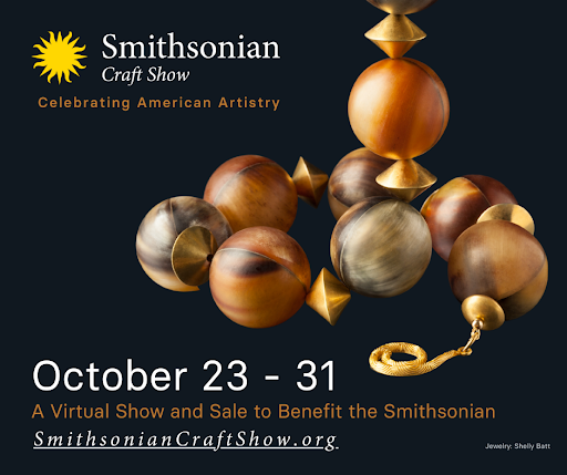 SmithsonianACM's tweet photo. The virtual #SmithsonianCraftShow &amp; Sale is coming up October 23-31 and will feature 98 contemporary craft artists on a secure online platform.

🖱️ Get your holiday shopping done early and support artists at the same time!
Learn more: https://t.co/VFvXycHgJH  + @CraftShowSWC https://t.co/vxGCG6ViQT