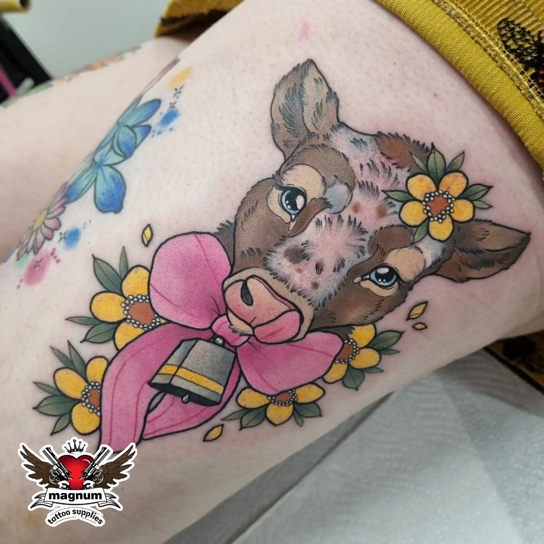 MagnumTattoo's tweet photo. Pretty cow tattoo from Charlotte Ann Harris done with #magnumtattoosupplies π
.
.
#cowtattoo #animalart #animaltattoo #neotradcow #babycowtattoo #calftattoo #colourtattooessex #essextattoo #colchestertattoo #cutetattoo #cutetattoos #colourtattooartist
https://t.co/rK7il53N5R https://t.co/RdoM160gyh