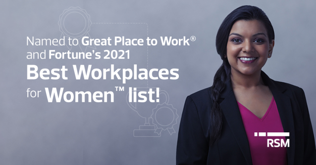 My <a href="/RSMUSLLP/">RSM US LLP</a> colleagues and I are proud that our firm’s great company culture earned RSM a spot on the 2021 <a href="/GPTW_US/">Great Place To Work Official</a> Fortune Best Workplaces for Women™ list! #BestWorkplaces rsm.buzz/3iV7VOA