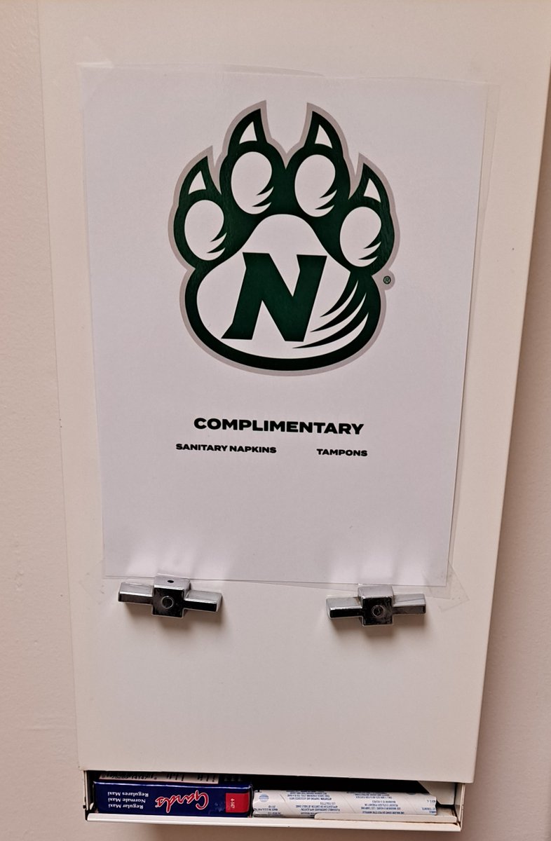 📢BIG NEWS📢

It's official!  <a href="/NWMOSTATE/">Northwest Missouri State University</a> has free feminine products in all the academic buildings!  The dispensers have all been unlocked.

Thanks to <a href="/NWsenate/">Student Senate</a> &amp; donors who got us here. 

Thanks also to <a href="/WeGotchyaNW/">We Gotchya</a> basket monitors who supplied product over the past few years.