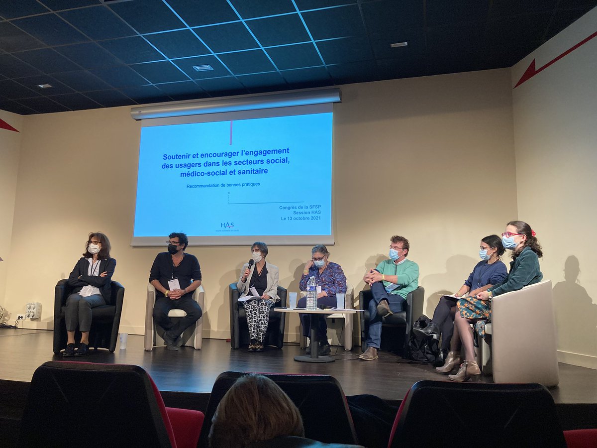 #SFSP2021 session @HAS_sante au congrès de la @SFSPasso « soutenir et encourager l’engagement des usagers » avec (notamment) Luigi Flora, Alexia Zucchello de @PoletpIdf @LepsUR3412_UP13, Marie Citrini @CITRINI4