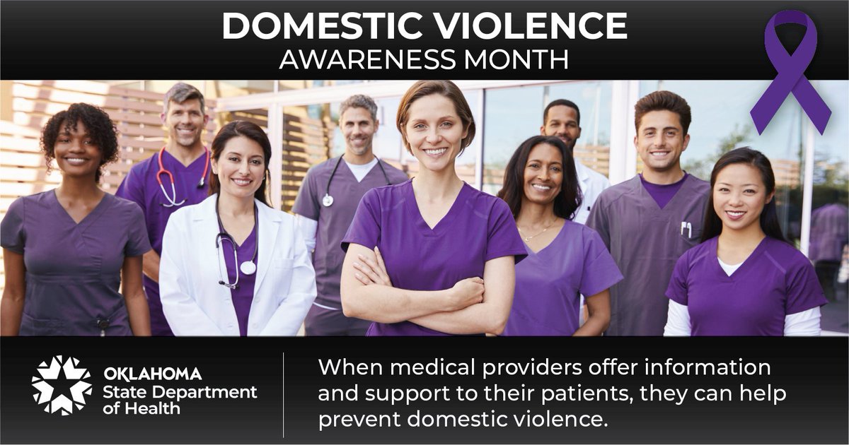 HealthyOklahoma's tweet photo. Oct. 13 is Health Cares About Domestic Violence Day. DV is a public health issue, and medical providers are uniquely positioned to educate & intervene with their patients.
🥼Health care providers, find resources from @WithoutViolence at https://t.co/X1NJUH7BbS
#DVAM21 #HCADV https://t.co/NqkhGbrbKF