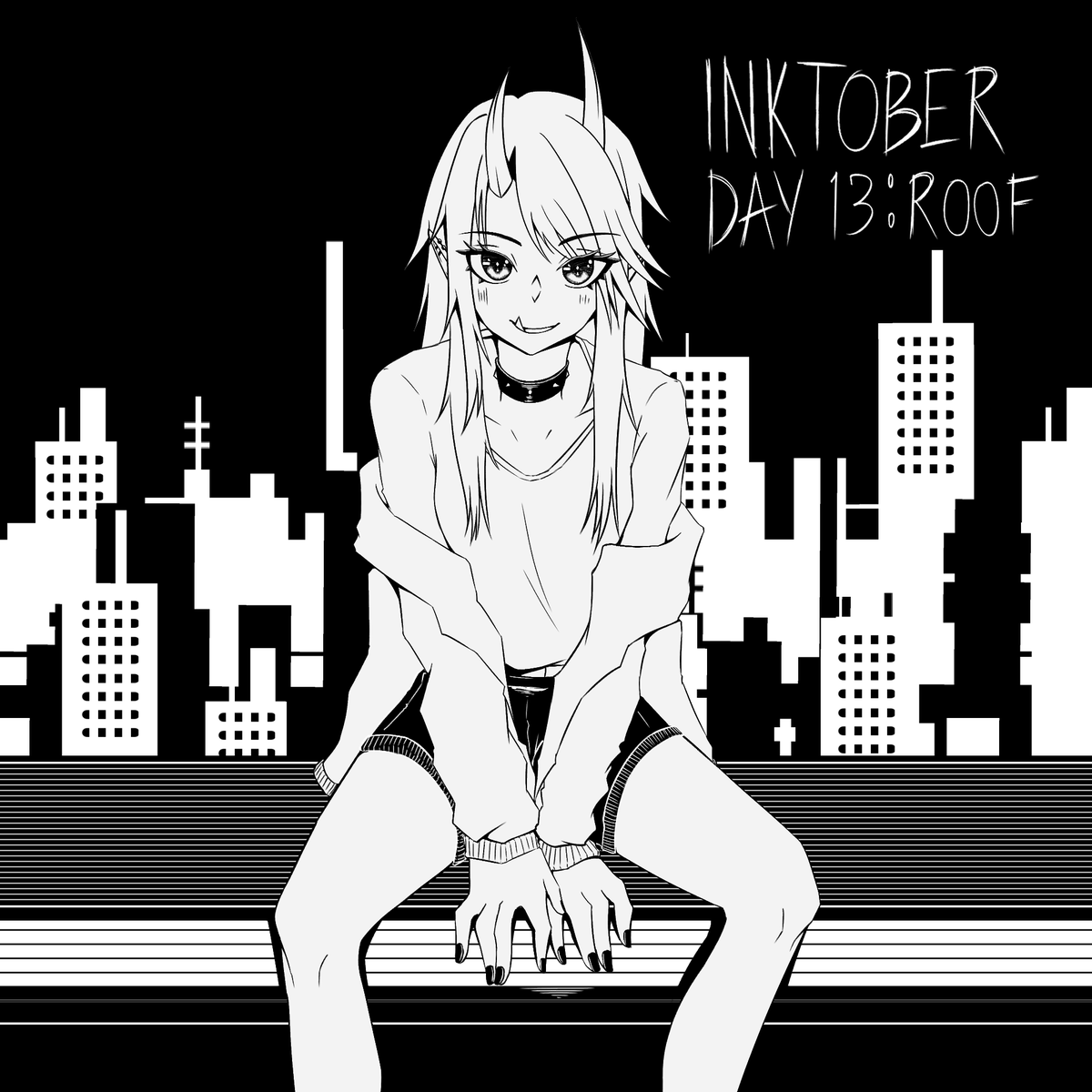 #inktober2021 Day 12 and 13
Theme is #stuck and #roof

Not dead yet 😉😉😉 